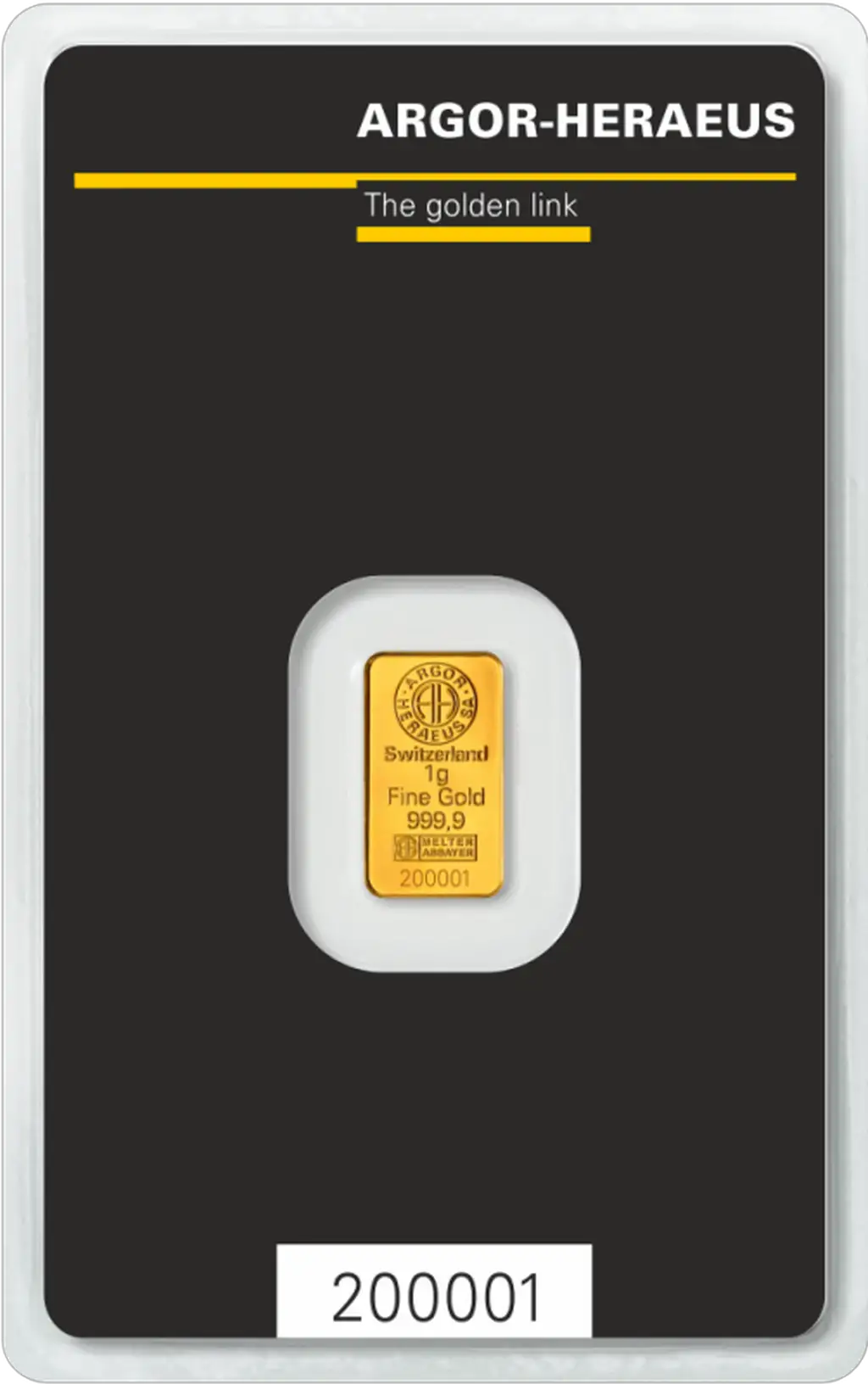 1g Gold Bar : Argor-Heraeus : Kinebar
