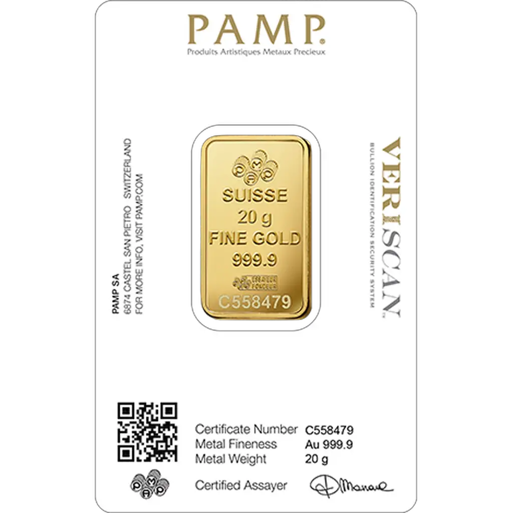 20g Gold Bar : PAMP Fortuna