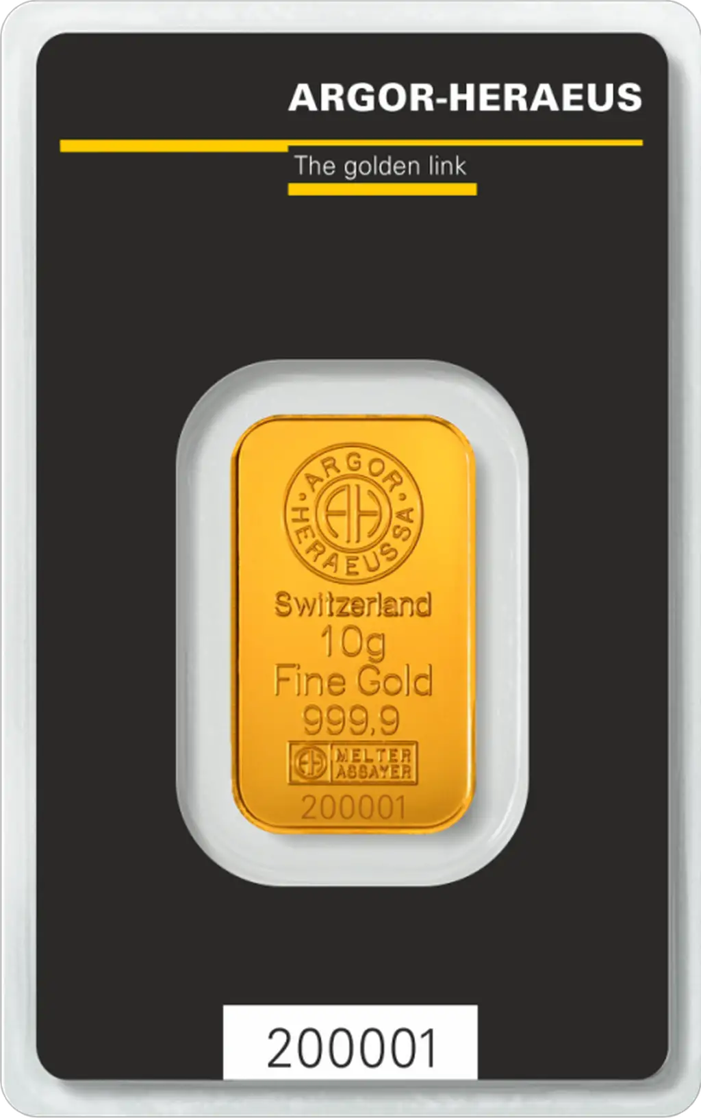 10g Gold Bar : Argor Heraeus : Kinebar