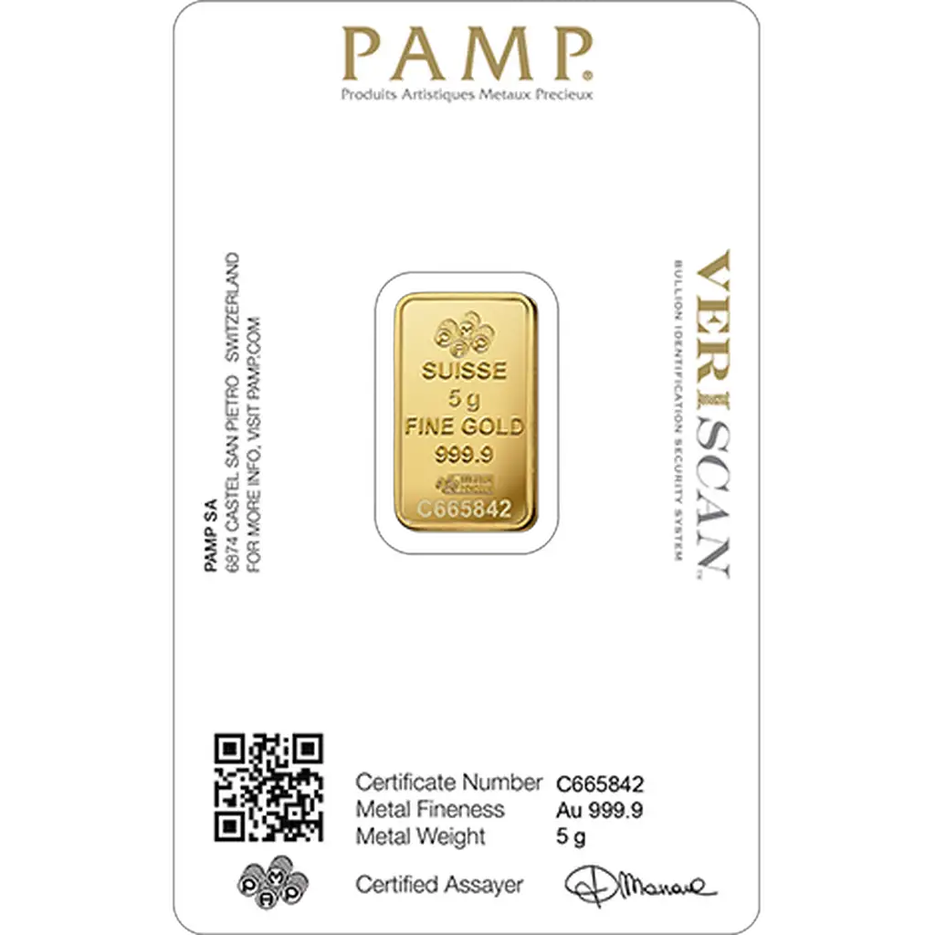 5g Gold Bar : PAMP Fortuna